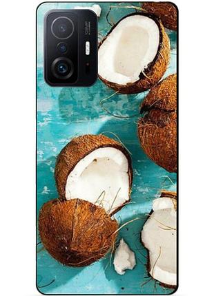 Чехол силиконовый бампер для xiaomi 11t с рисунком кокосы