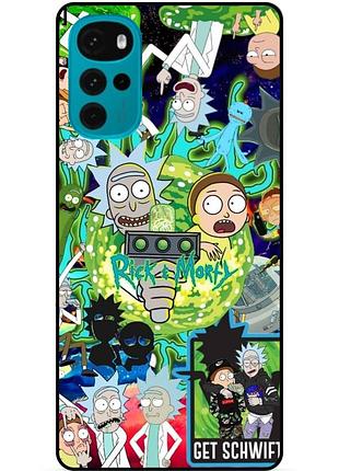 Силиконовый бампер чехол для motorola moto g22 с рисунком rick and morty рик и морти