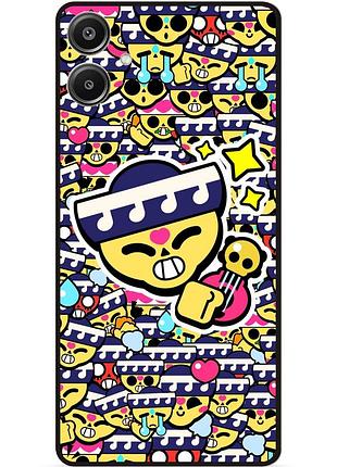 Силиконовый бампер чехол для samsung a07 стикеры бравл поко brawl