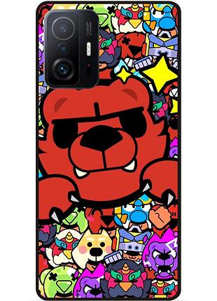 Силиконовый бампер чехол для xiaomi 11t стикеры бравл нита brawl