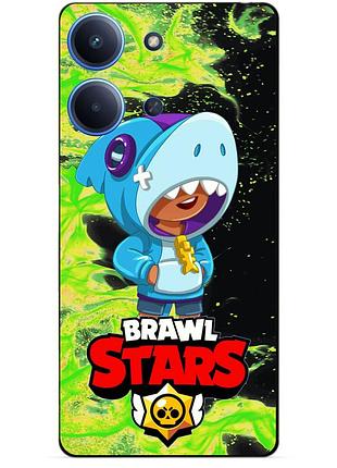 Силіконовий бампер чохол для xiaomi redmi 15c з героєм бравл леон акула brawl