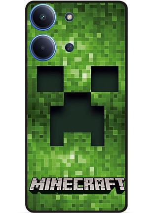 Силиконовый чехол бампер для xiaomi redmi 15c с рисунком крипер minecraft майнкрафт