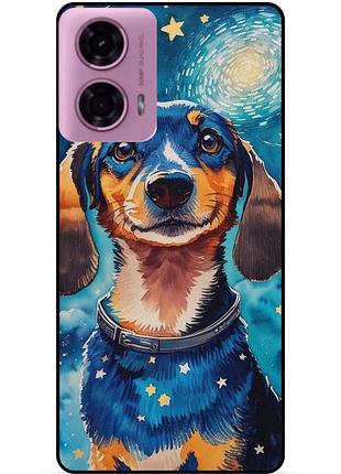 Силиконовый бампер чехол для motorola moto g85 5g с рисунком пес ван гог звездная ночь