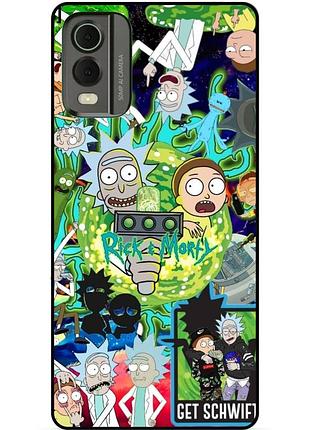 Силіконовий чохол бампер для nokia c32 з малюнком rick and morty рік і морті