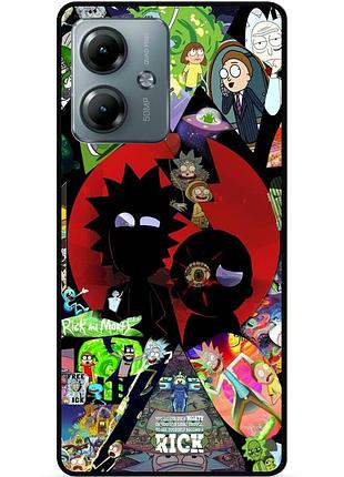 Силиконовый чехол бампер для motorola moto g14 с рисунком rick and morty рик и морти