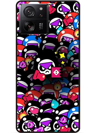 Силиконовый бампер чехол для xiaomi 13t стикеры бравл мипл brawl