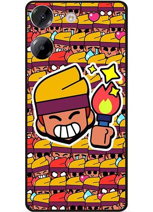 Силиконовый бампер чехол для xiaomi poco m7 pro стикеры бравл амбер brawl
