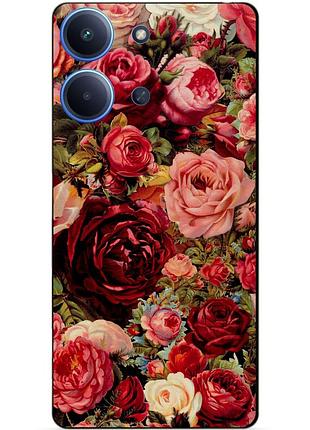 Чехол силиконовый бампер для xiaomi redmi 15c с рисунком красные розы цветы