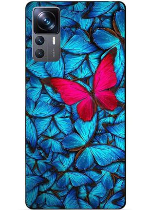 Силіконовий чохол бампер для xiaomi 12t pro з малюнком метелики