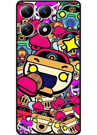Силиконовый бампер чехол для xiaomi 14t pro стикеры бравл перл brawl