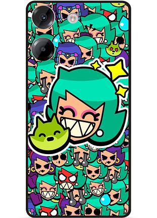 Силиконовый бампер чехол для xiaomi poco m7 pro стикеры бравл лола brawl
