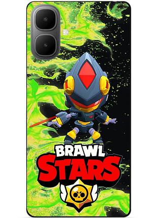 Чехол силиконовый бампер для infinix smart 10 с героем бравл леон меха теневой brawl