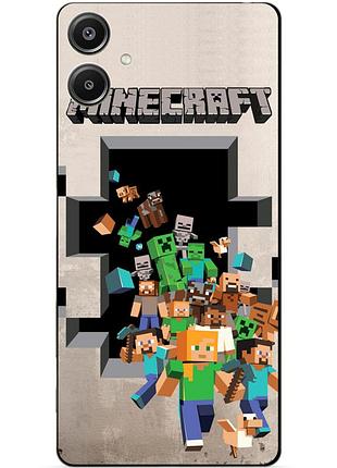 Чехол силиконовый бампер для samsung a07 с картинкой minecraft майнкрафт