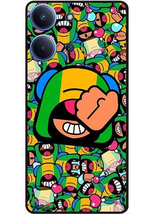 Силиконовый бампер чехол для xiaomi redmi 15c стикеры бравл леон brawl