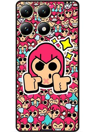 Силиконовый бампер чехол для xiaomi 14t pro стикеры бравл кольт brawl
