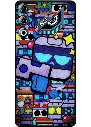 Силиконовый бампер чехол для zte nubia neo 3 gt 5g стикеры 8-бит бравл 8-bit brawl