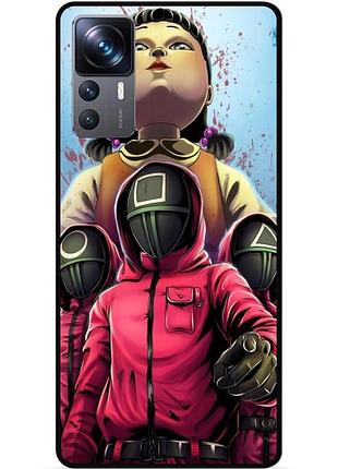 Силиконовый бампер чехол для xiaomi 12t с картинкой игра в кальмара