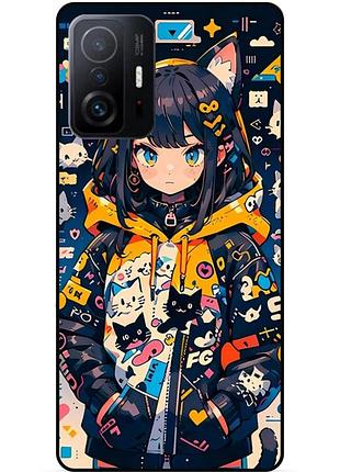 Силіконовий бампер чохол для xiaomi 11t з малюнком котики аніме