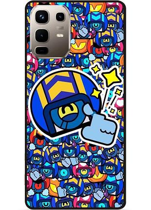 Силиконовый бампер чехол для infinix note 50 (x6858) стикеры бравл стю brawl