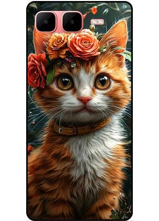 Чехол силиконовый бампер для infinix smart 10 plus с рисунком котенок