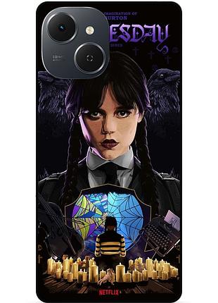 Силиконовый чехол бампер для tecno spark 40c с рисунком уенсдей 1