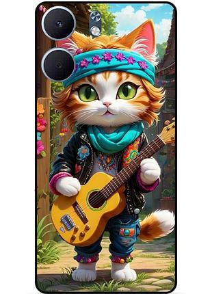Силіконовий бампер чохол для oppo a5x з малюнком котик з гітарою