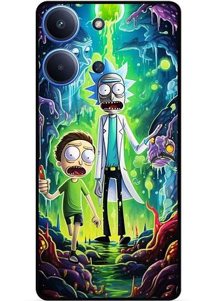 Силиконовый чехол бампер для xiaomi redmi 15c с рисунком рик и морти rick and morty