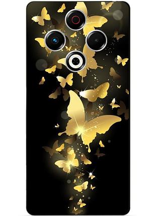 Чехол силиконовый бампер для tecno spark 30 (kl6) с рисунком золотые бабочки мотыльки