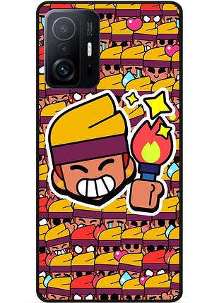 Силиконовый бампер чехол для xiaomi 11t pro стикеры бравл амбер brawl