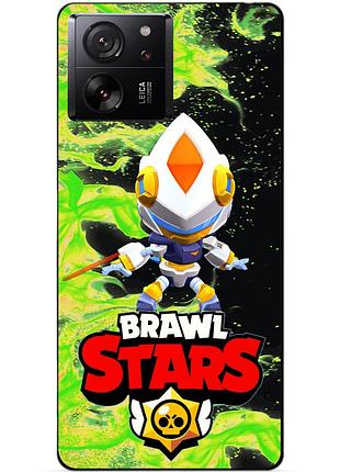 Чехол силиконовый бампер для xiaomi 13t с героем бравл леон меха сияющий brawl