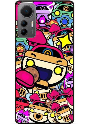 Силиконовый бампер чехол для xiaomi 12 lite стикеры бравл перл brawl