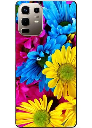 Чехол силиконовый бампер для infinix note 50 pro (x6855) с рисунком хризантемы цветы