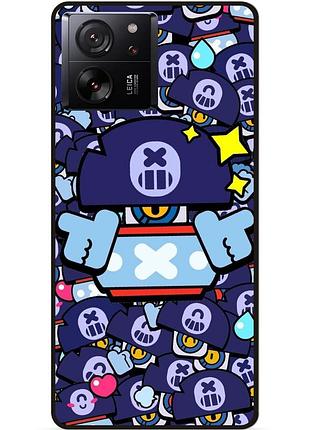 Силиконовый бампер чехол для xiaomi 13t pro стикеры бравл дэррил brawl