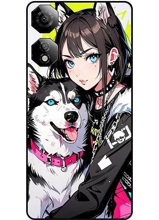 Чехол силиконовый бампер для zte nubia neo 2 5g с рисунком хаски аниме