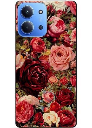 Силіконовий чохол бампер для xiaomi redmi 15c з малюнком червоні троянди квіти