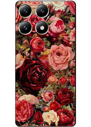 Чехол силиконовый бампер для motorola moto g86 5g с рисунком красные розы цветы