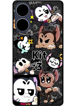 Силіконовий бампер чохол для oppo a18 з малюнком котики