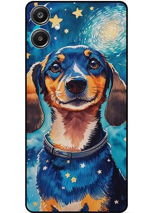 Силиконовый бампер чехол для samsung a07 с рисунком пес ван гог звездная ночь