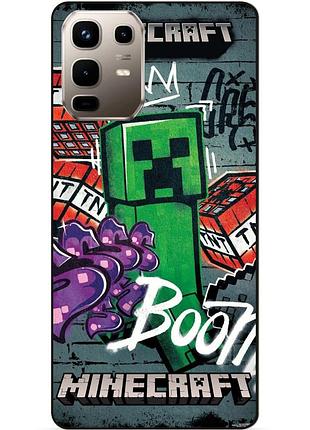 Силиконовый чехол бампер для infinix note 50 pro (x6855) с рисунком крипер майнкрафт minecraft