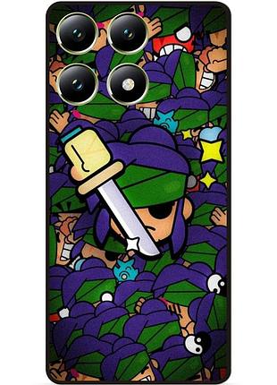 Силиконовый бампер чехол для xiaomi 14t pro стикеры бравл кэндзи brawl