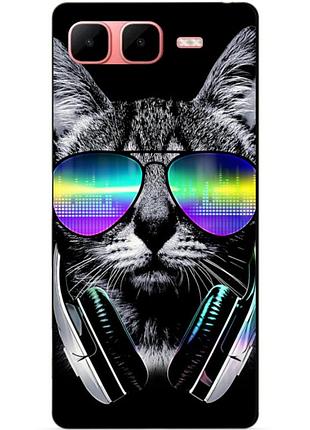 Чехол силиконовый бампер для infinix smart 10 plus с рисунком музыкальный кот
