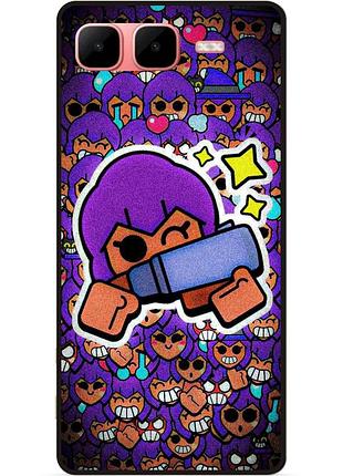 Силиконовый бампер чехол для infinix smart 10 plus стикеры бравл шелли brawl