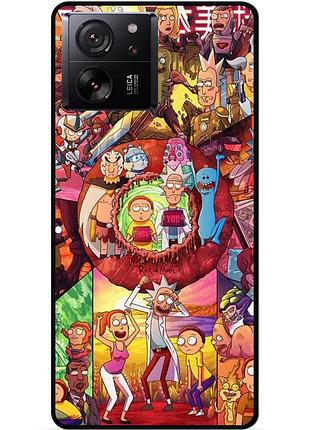 Силиконовый чехол бампер для xiaomi 13t pro с картинкой rick and morty рик и морти