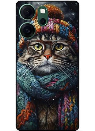 Чехол силиконовый бампер для oppo reno 14fs с рисунком кошечка