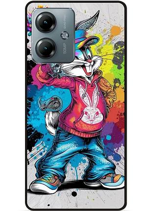 Чехол силиконовый бампер для motorola moto g14 с рисунком багз банни disney