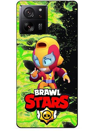 Чехол силиконовый бампер для xiaomi 13t с героем бравл макс brawl