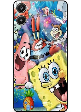 Силиконовый бампер чехол для samsung a07 с рисунком губка боб sponge bob