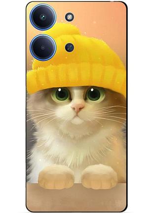 Чехол силиконовый бампер для xiaomi redmi 15c с рисунком котик в шапке