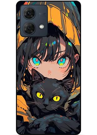 Силіконовий бампер чохол для motorola moto g84 з малюнком котик аніме