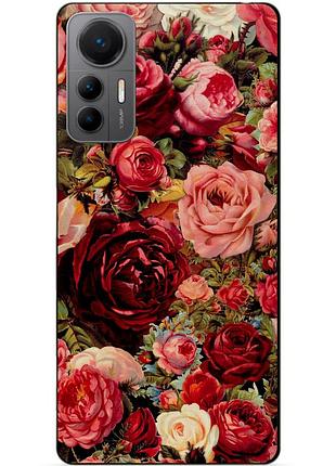 Чехол силиконовый бампер для xiaomi 12 lite с рисунком красные розы цветы
